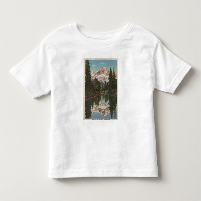 Camiseta O Monte Rainier, WA - lago mirror com Mt. (Frente)