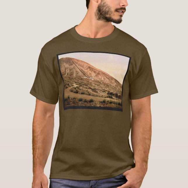 Camiseta O Monte Vesúvio, estrada e estrada de ferro, (Frente)
