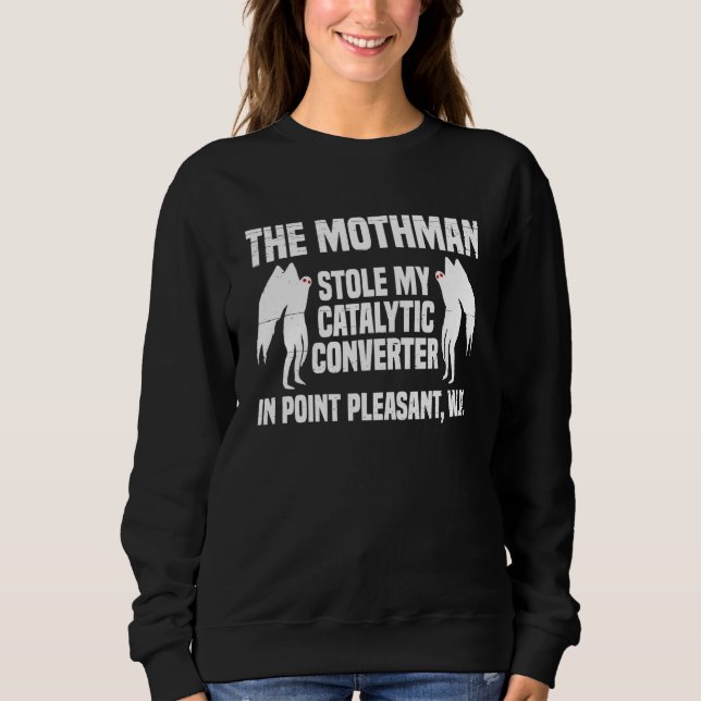 Camiseta O Mothman Roubou Meu Conversor Catalítico Em Point (Frente)