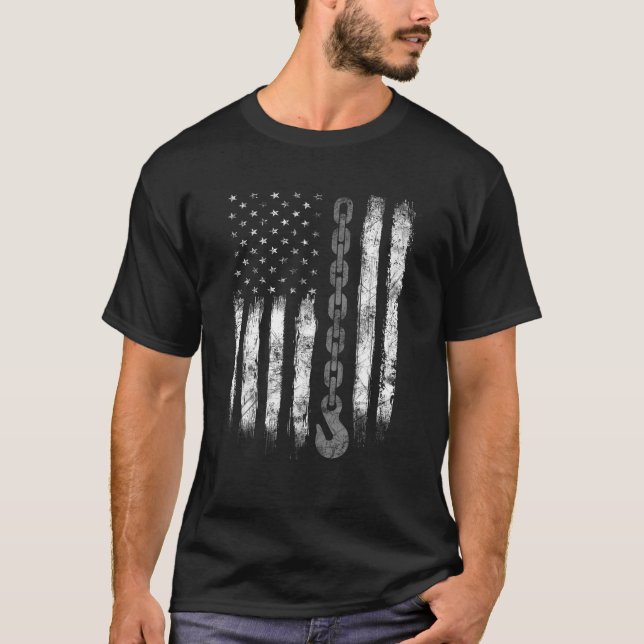 Camiseta O Motorista De Caminhão Dotado Homens E EUA Bandei (Frente)