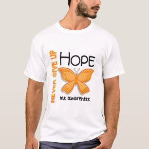 Camiseta O MS nunca dá acima a borboleta 4,1 da esperança