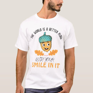 Camiseta "O Mundo é Melhor Com o Seu Sorriso" Amendoeira So