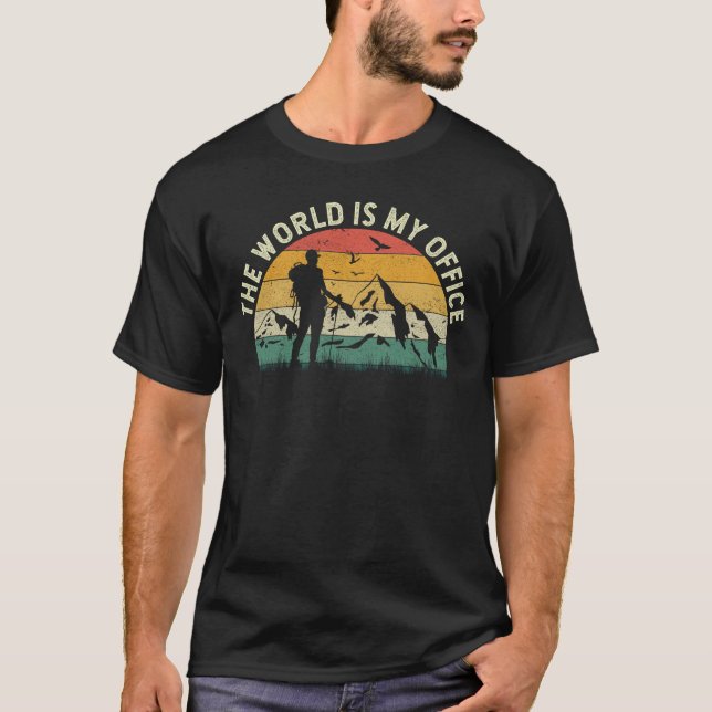 Camiseta O mundo é o meu escritório, Viagem Viajante (Frente)