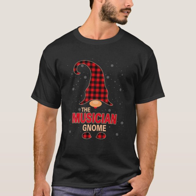 Camiseta O Músico Gnomo Natal Red Buffalo Xadrez Paj (Frente)