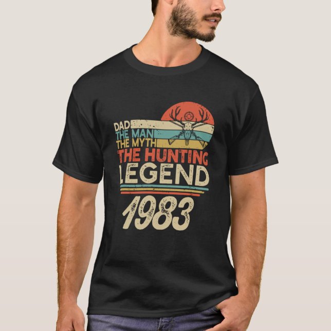 Camiseta O Nascer Do Pai Do Homem De Legenda Da Caça Em 198 (Frente)