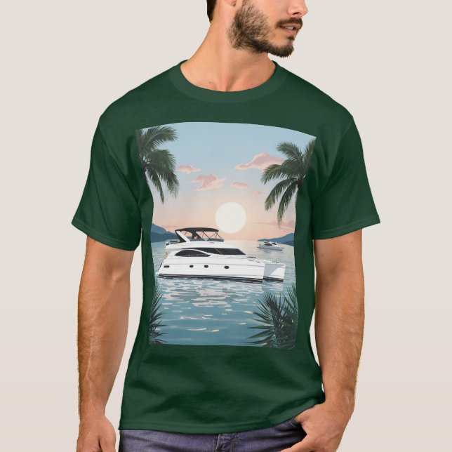 Camiseta O nascer do sol no catamarã (Frente)