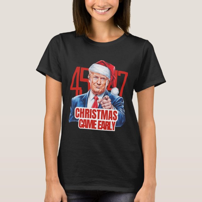 Camiseta O Natal Chegou Engraçado O Donald Trump Papais noe (Frente)