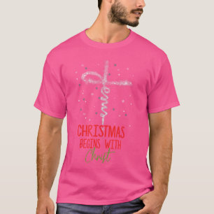 Camiseta O Natal Começa Com Cristo Cruzado Christian Relig