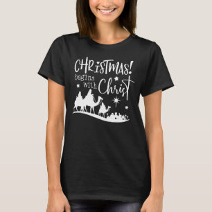 Camiseta O Natal Começa Com O Cristo Jesus Cruzado Cristão