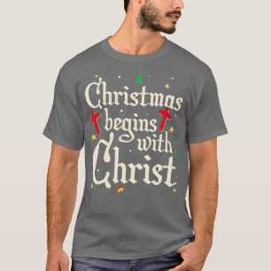 Camiseta O Natal Começa Com O Cristo Jesus Cruzado Cristão