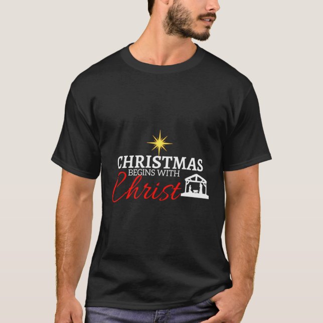 Camiseta O Natal Começa Com O Cristo Novelty Long Sleeve S (Frente)