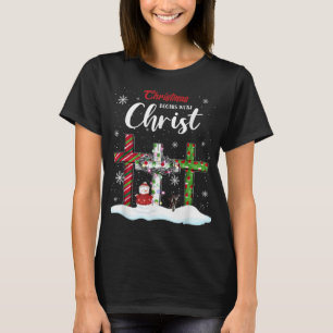 Camiseta O Natal Começa Com O Cristo Snowman Christian Cro