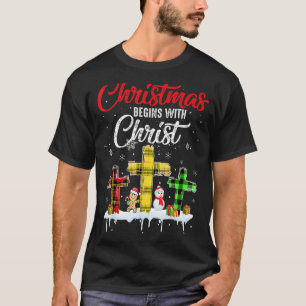 Camiseta O Natal Começa Com O Cristo Snowman Christian Cro