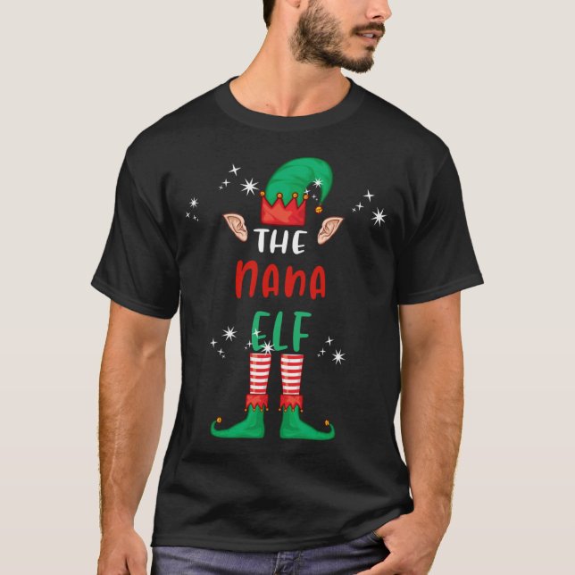 Camiseta O Natal Da Família Nana Elf Correspondendo Engraça (Frente)