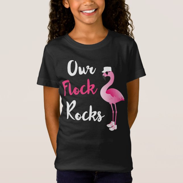 Camiseta O Natal De Flamingo Cruise, O Nosso Flock Rocks Ad (Frente)