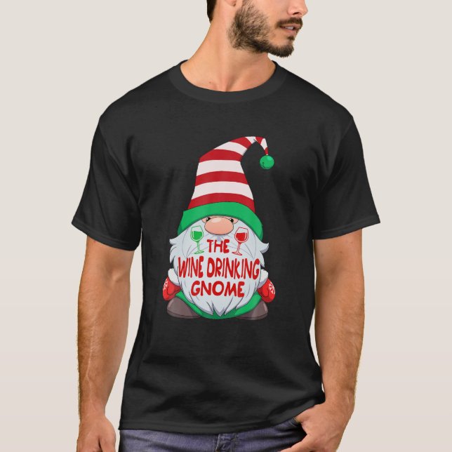 Camiseta O Natal do Gnomo do Bebendo de Vinho (Frente)