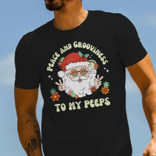 Camiseta O Natal dos Papais noeis Hippie Retro da Paz e da 