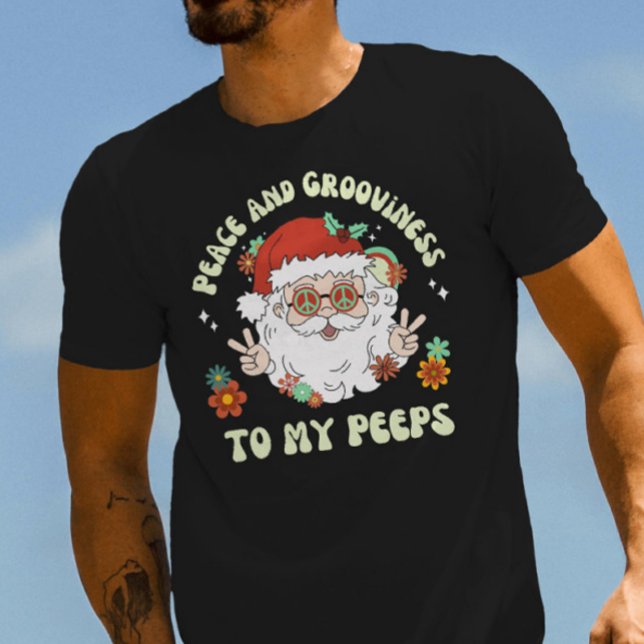 Camiseta O Natal dos Papais noeis Hippie Retro da Paz e da  (Criador carregado)