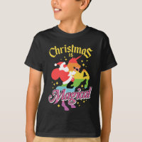 O Natal é Mágico Papai Noel Cavalgando Unicórnio E