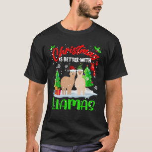 Camiseta O Natal É Melhor Com Lhamas Papais noeis Engraça
