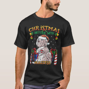 Camiseta O Natal É Melhor Com Um Cachorro Maltês De Papai