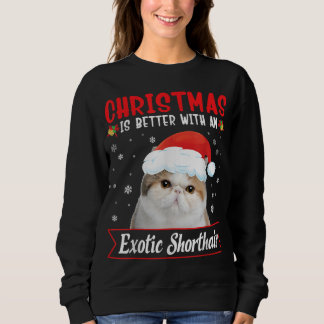 Camiseta O Natal É Melhor Com Um Gato De Ar Curto Exótico M