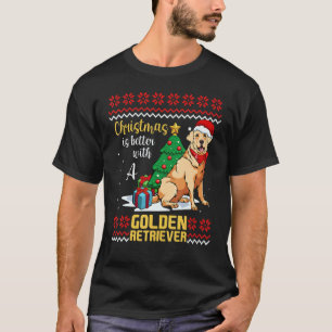 Camiseta O Natal é Melhor Com Um Pijama De Retriever Dourad