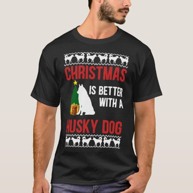 Camiseta O Natal É Melhor Com Uma Mistura Tripla De Cachorr (Frente)