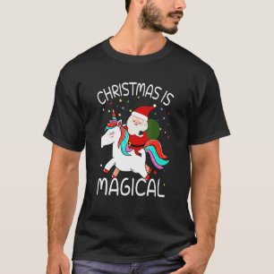 Camiseta O Natal É O Pai Natal Mágico Andando no Unicórnio