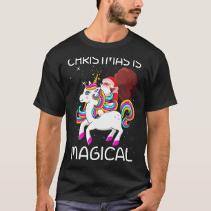 Camiseta O Natal É O Papai Noel Mágico Andando No Unicórnio