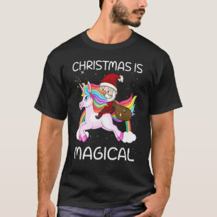 Camiseta O Natal É O Papai Noel Mágico Andando No Unicórnio