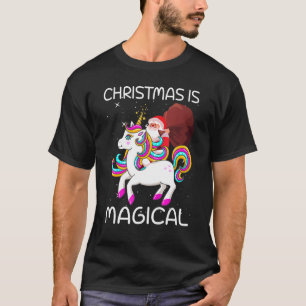 Camiseta O Natal É O Papai Noel Mágico Andando No Unicórnio