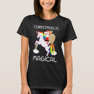 Camiseta O Natal É O Papai Noel Mágico Andando Unicórnio 5