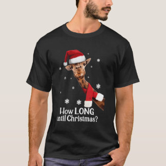 Camiseta O Natal Giraffe Santa Hat Quanto Tempo Até O Natal