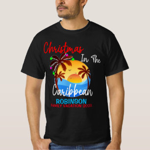 Camiseta O Natal na Viagem de Navio Colorida do Caribe
