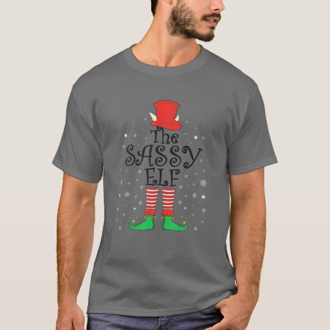 Camiseta O Natal Sassy Elf, Grupo Familiar Xma (Frente)