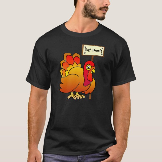 Camiseta O Natal Turquia com "come sinal da carne" (Frente)