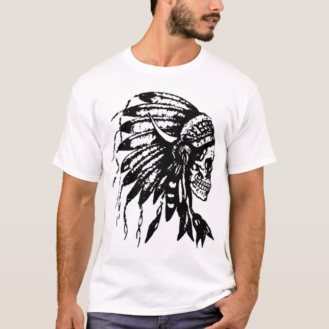 Camiseta O nativo americano do crânio da mantilha (Frente)
