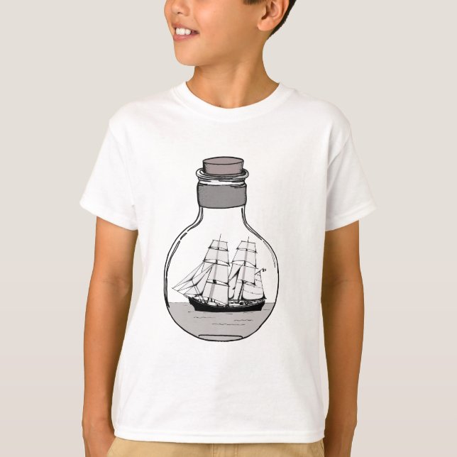 Camiseta O navio na lâmpada de vidro (Frente)