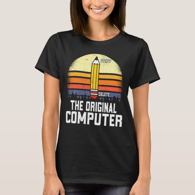 Camiseta O Nerd do Geek do lápis do computador original (Frente)