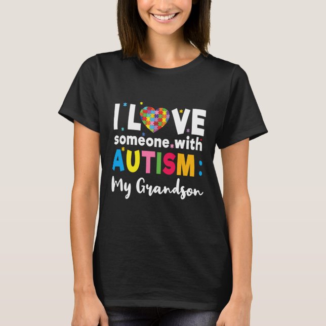 Camiseta O neto I ama a consciência especial do autismo (Frente)