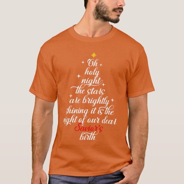 Camiseta Ó Noite Santaa Estrelas Brilham Radiantes É (Frente)