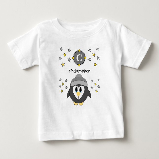Camiseta O nome do pinguim bonito é cinza amarela (Frente)