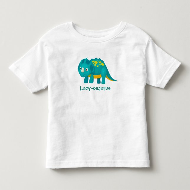Camiseta O nome do seu filho Design Dinossaur Toddler T-shi (Frente)