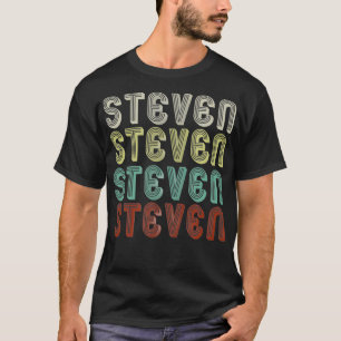 Camiseta O Nome É Steven Em Retro Vintage Disco Engraçado.