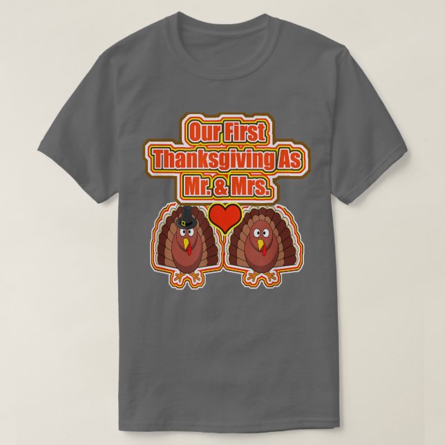 Camiseta O nosso primeiro agradecimento como Sr. & Sra. (Frente do Design)