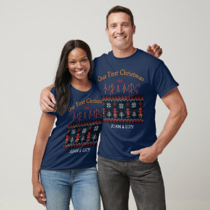 Camiseta O nosso primeiro Natal, Sr. e Sra. /Casal novo