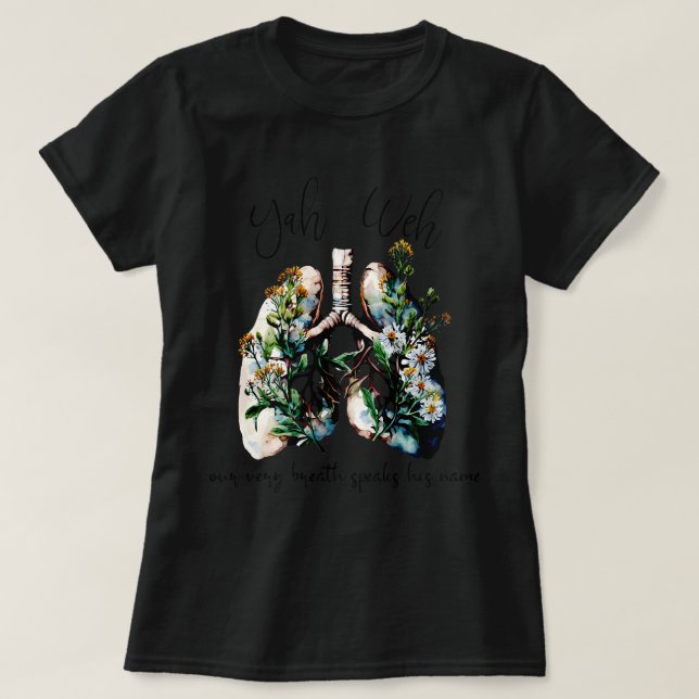 Camiseta O Nosso Respiro Fala O Seu Nome YHWH Christian Rel (Frente do Design)