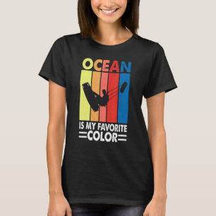 Camiseta O Oceano É Minha Cor Favorita Kitesurfing Retro Vi