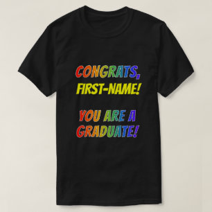 Camiseta O olhar "CONGRATS" do arco-íris "do divertimento